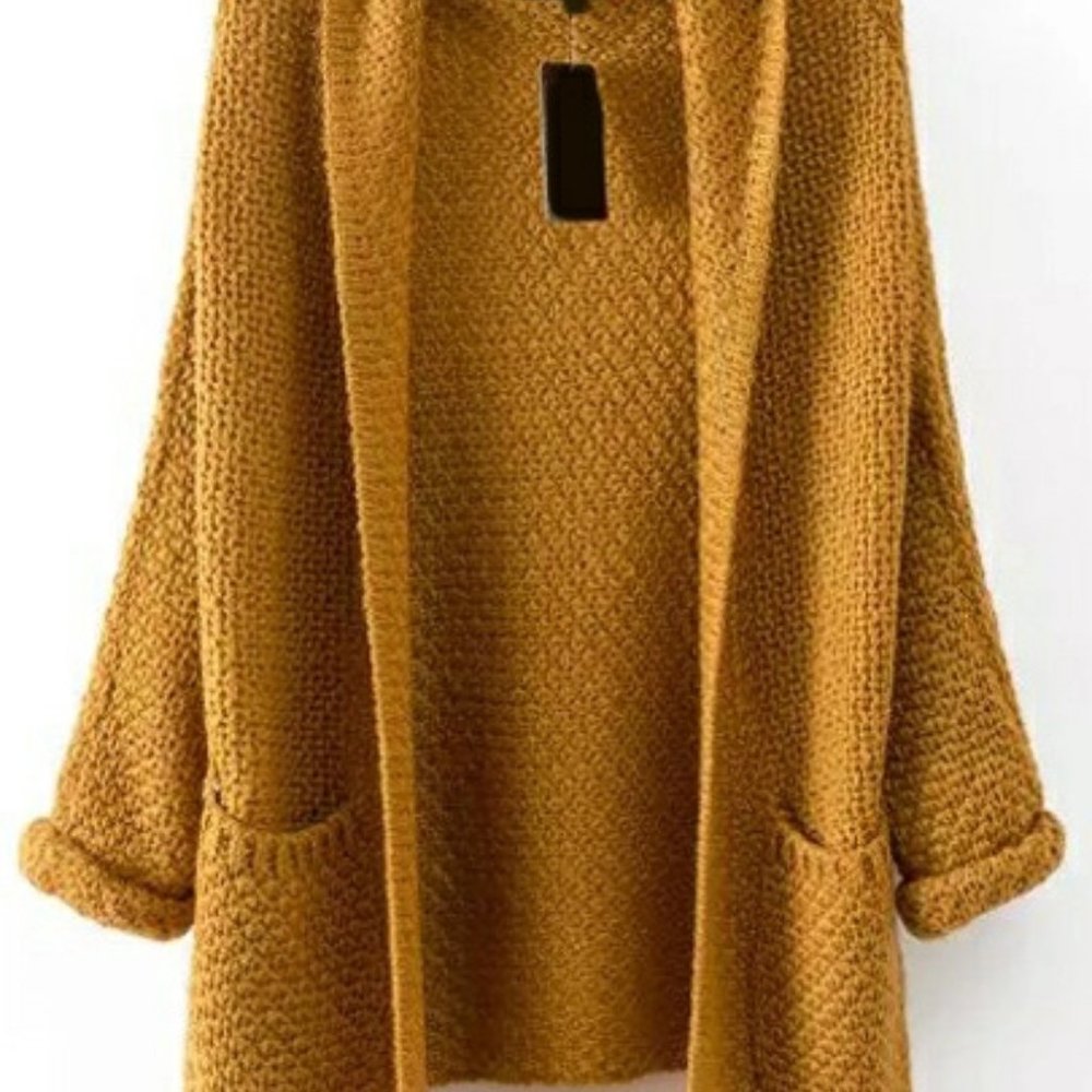 Chunky Knit Cardigan with pockets -color brown